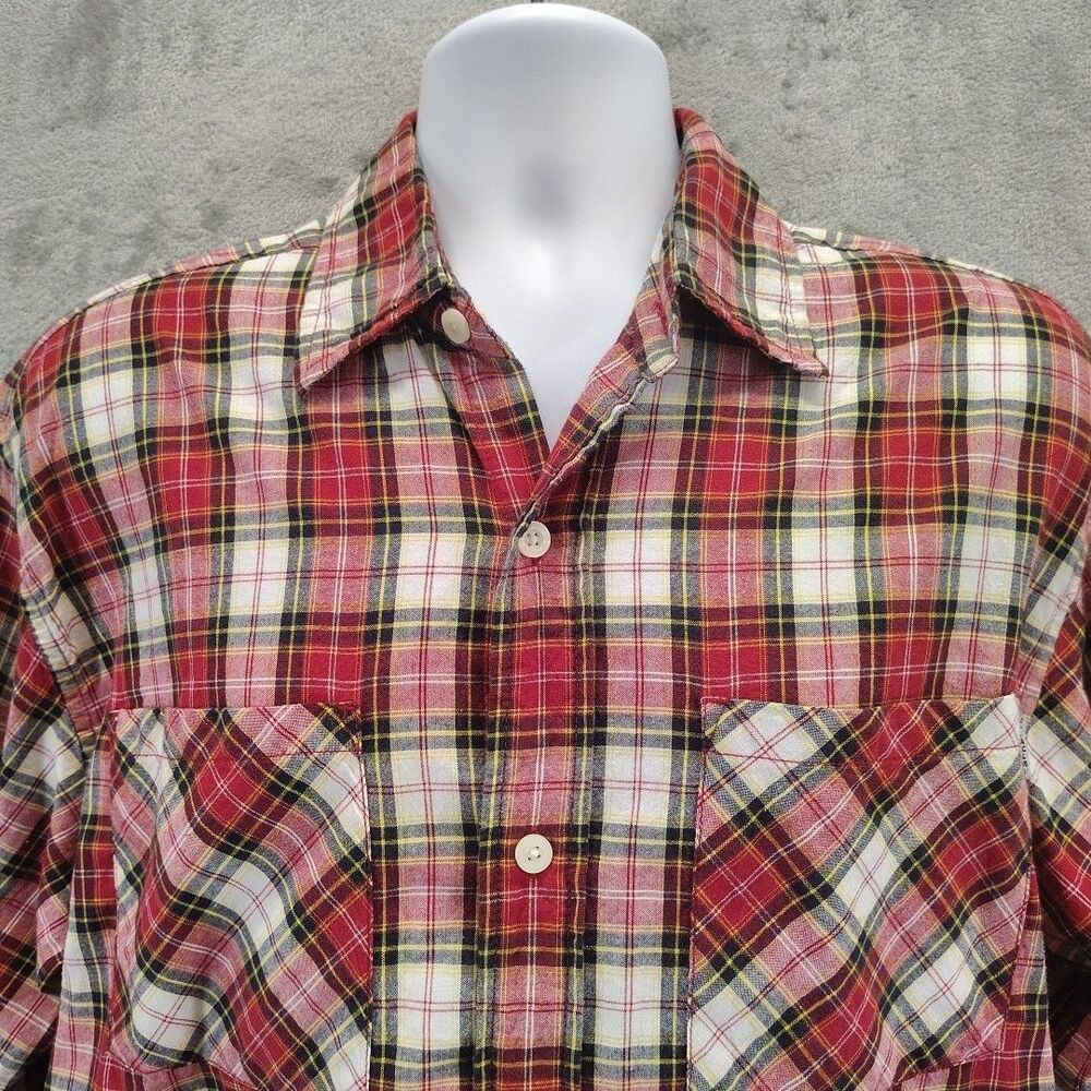 Carhartt Mens Sz M Red Black White Button Down Shirt Long Sleeve Plaid Casual - Picture 8 of 13